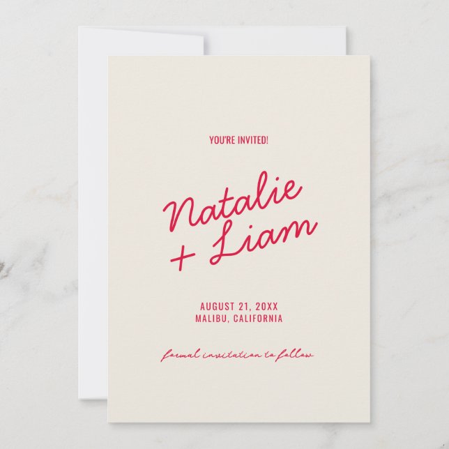 Retrofärgfull Bright-Funky Unik Modern Bröllop Spara Datumet (Baksida)