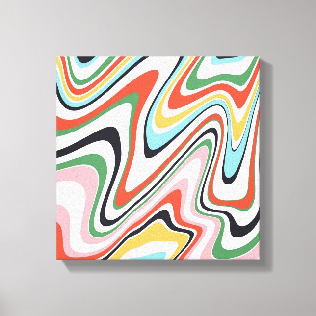 Retrofärgfull Vågigt Linjer Modern design Canvastryck (Framsida)