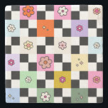 Retrofärgfulla Daisy med kontrollerad bläddring Stenunderlägg<br><div class="desc">Kontrollerade Daisy - Retro Colorful Flower Check Mönster - Checkerboard.</div>