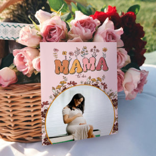 Retrofärglös Mamma som ska vara foto babyskugga Inbjudningar