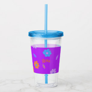 Retroferblommor för matfärgade flickor take away mugg