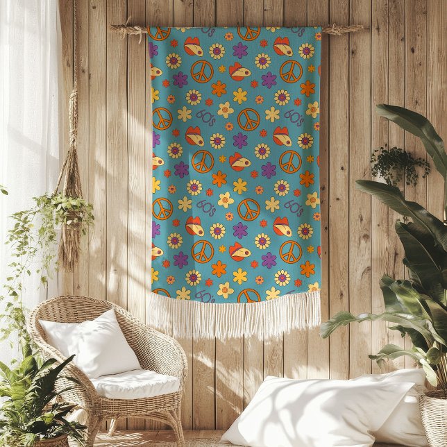 Retrofiltad filt Pastell Funky 70-talsstil (Retro Vibes Blanket Pastel Funky 70s Style)