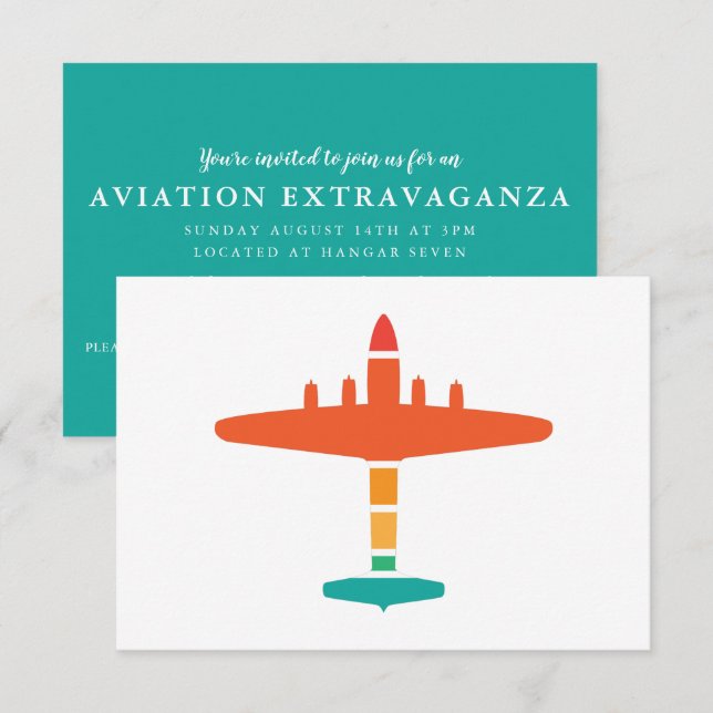 retroflygplan inbjudningar (Fram/baksida)