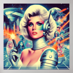 Retrofuturism Science fiction Woman Poster