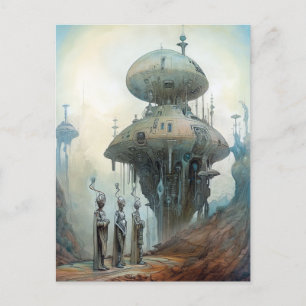 Retrofuturistiska spaceships Science fiction Art Vykort