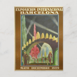 Retrofuturistiskt postkort från Bcn Expo 1929 Vykort