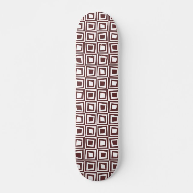 Retrofyrkanter - brun på vit old school skateboard bräda 21,6 cm (Framsida)