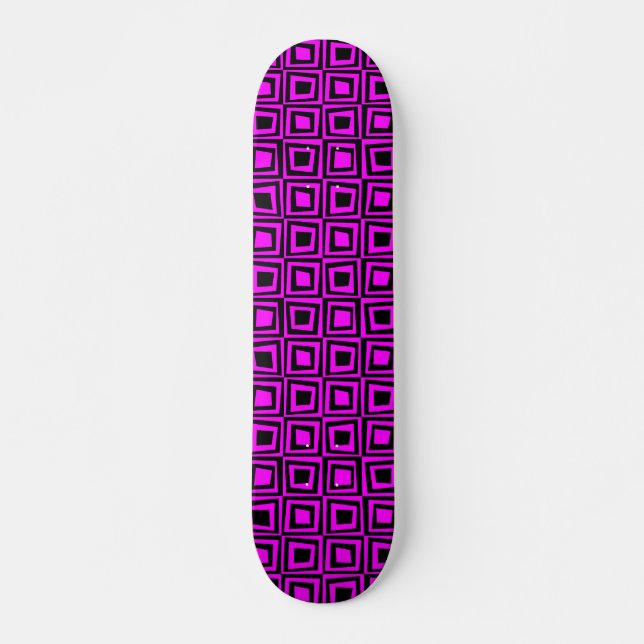Retrofyrkanter - svart på Magenta Mini Skateboard Bräda 18,5 Cm (Framsida)