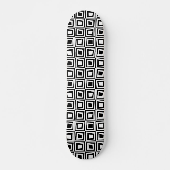 Retrofyrkanter - vit på svart mini skateboard bräda 18,5 cm (Framsida)