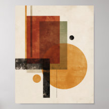 Retrogeometri – Minimal väggkonst i Rost Beige