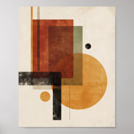 Retrogeometri – Minimal väggkonst i Rost Beige