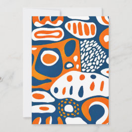 Retrogeometrisk blå orange vit tack kort