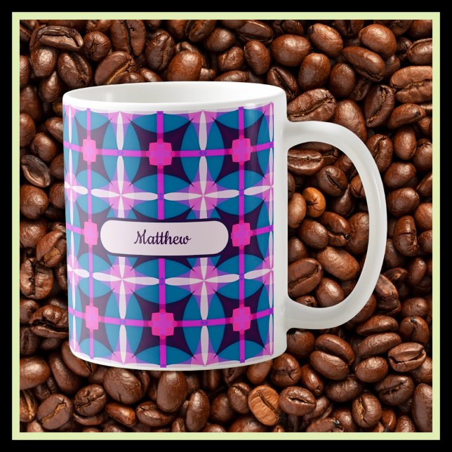 Retrogeometrisk design i Rosa, Lila och blått - Kaffemugg (Skapare uppladdad)