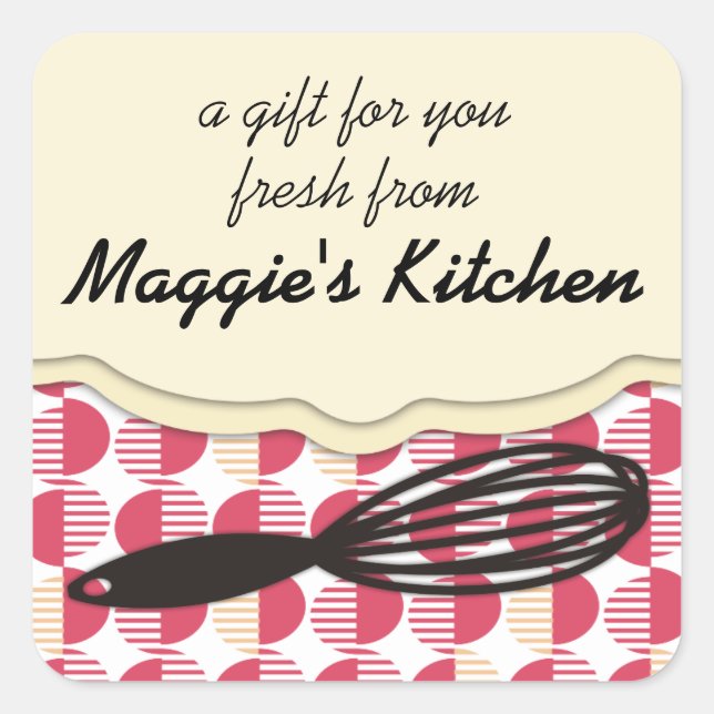 retrogeometrisk gräddning av bakverk fyrkantigt klistermärke (Framsida)