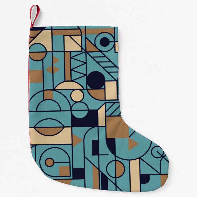 Retrogeometrisk, sömlös bakgrundsdesign. Modern Liten Julstrumpa (Framsidan)