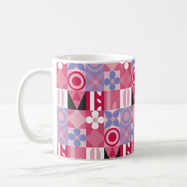 retrogeometrisk utskrift mönster kaffemugg (Vänster)