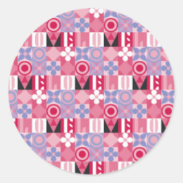 retrogeometrisk utskrift mönster runt klistermärke