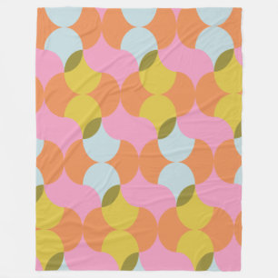 Retrogeometriska former i Bright Pastel Färg Fleecefilt