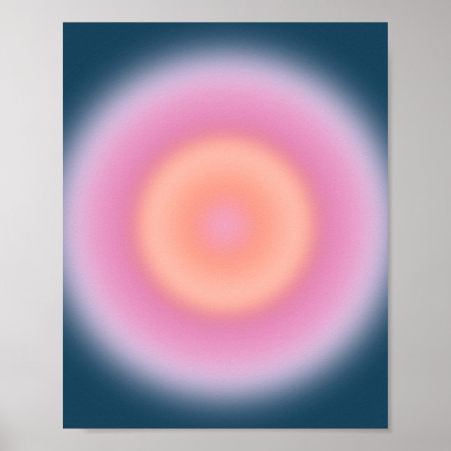 Retrogradient Mörk blått och Rosa Abstrakt Aura Poster (Framsidan)