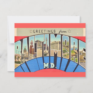 Retrohälsning från Baltimore MD Vykort