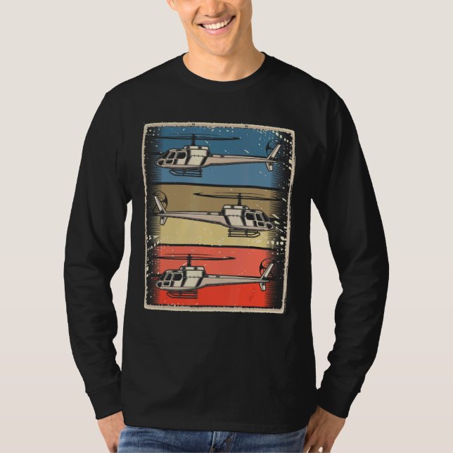 Retrohelikopter, För manar kvinnohelikopterpilot T Shirt (Framsida)