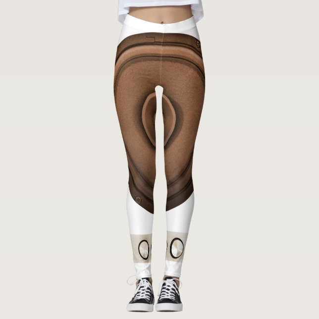 Retrohögtalare: brun, isolerad vit. leggings (Framsida)