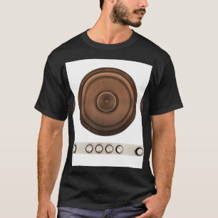 Retrohögtalare: brun, isolerad vit. t shirt