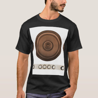 Retrohögtalare: brun, isolerad vit. t shirt