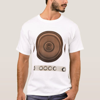 Retrohögtalare: brun, isolerad vit. t shirt