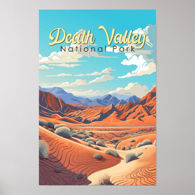 Retroillustration av Death Valley nationalpark Poster (Framsidan)