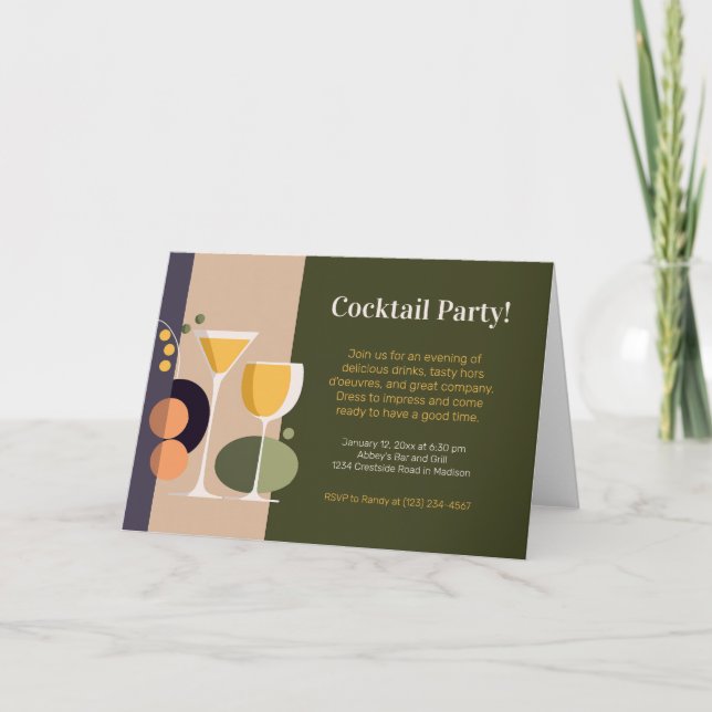 Retroinspirerad cocktail-inbjudan inbjudan (Framsida)