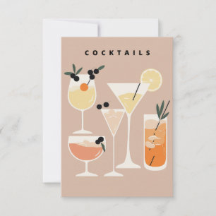 Retroinspirerad cocktail-kort tack kort