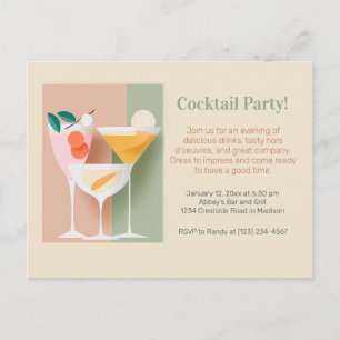 Retroinspirerad cocktailparbjudan vykort