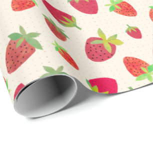 Retroinspirerad Handillustrerad Chic Jordgubbe Presentpapper