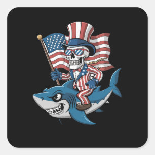 Retroinspirerad patriotisk amerikansk flagga fyrkantigt klistermärke