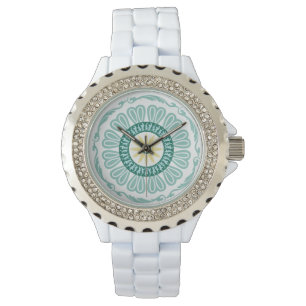 retroinspirerad symmetrisk cirkulär mönster armbandsur