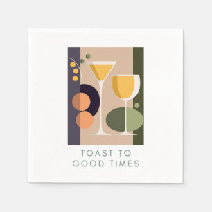 Retroinspirerade cocktailblöjor i mjuka pasteller pappersservett