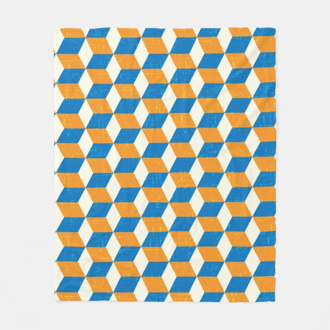 Retroisometriska kuber, geometrisk illusion fleecefilt (Framsidan)