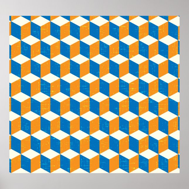 Retroisometriska kuber, geometrisk illusion poster (Framsidan)