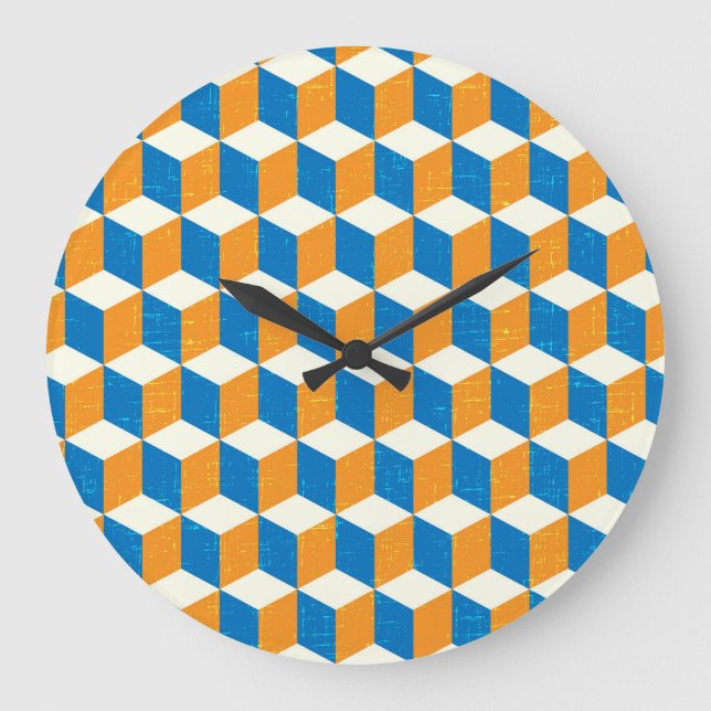 Retroisometriska kuber, geometrisk illusion stor klocka (Framsida)