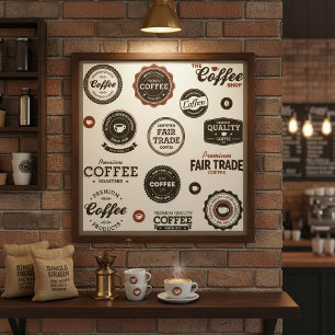 Retrokaffeetiketter Poster