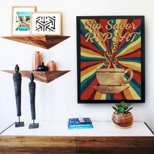 Retrokaffeofferten Poster - Sip Savor - Upprepa