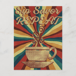 Retrokaffeofferten Poster - Sip Savor - Upprepa Vykort