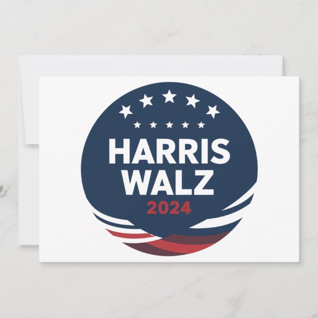 Retroknappval för demokrater Harris Waltz  Inbjudningar (Framsida)