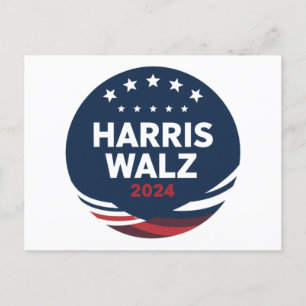 Retroknappval för demokrater Harris Waltz Vykort
