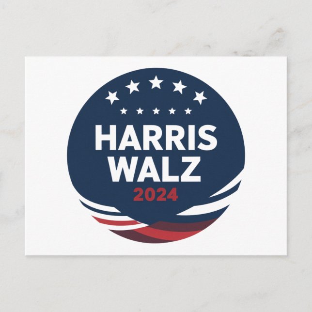 Retroknappval för demokrater Harris Waltz Vykort (Framsida)