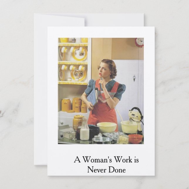 Retrokort..En kvinnas arbete har aldrig utförts (Framsida)