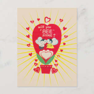 Retrokort för bin från Valentines day Helg Vykort