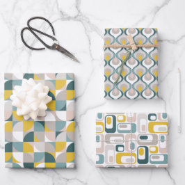 RetroMod Patterns Aqua Teal Blue Blush Pink Yellow