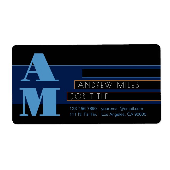 Retromodern Monogram och redigerbara former och Fä Fraktsedel (Framsidan)